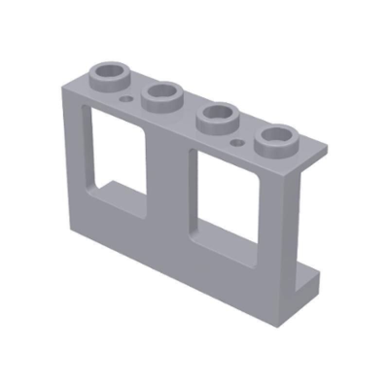 Raam 1x4x2 met 1 Gat aan Onder- en Bovenkant voor glas Light Bluish Gray